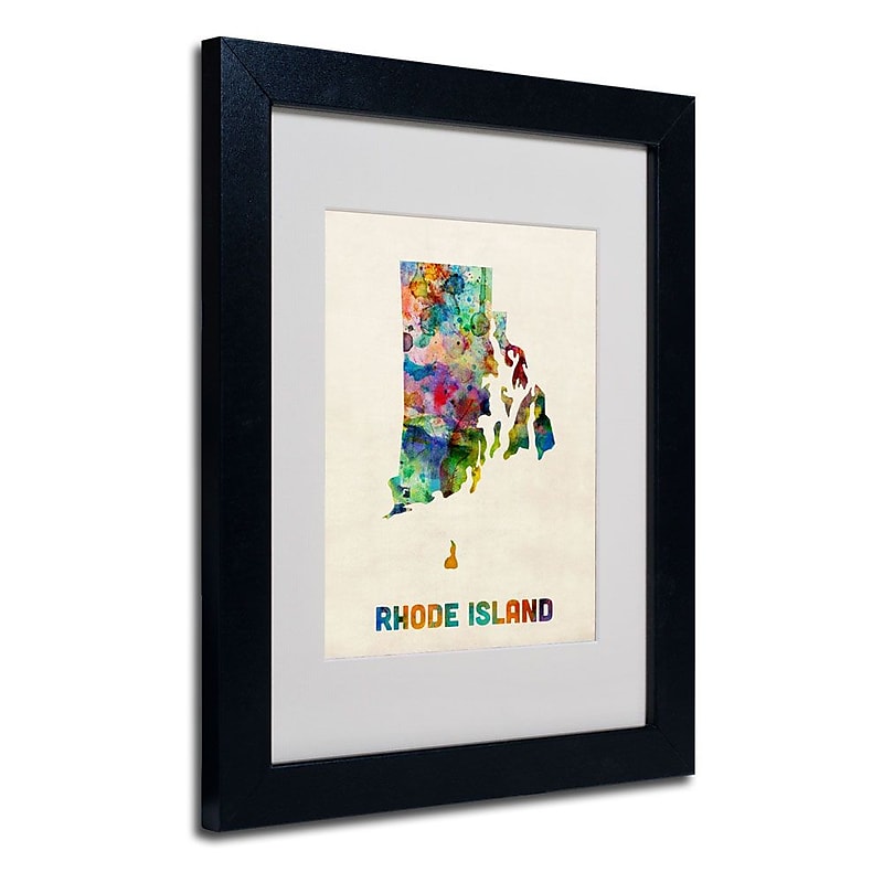 Trademark Fine Art 'Rhode Island Map' 11" x 14" Black Frame Art image 1