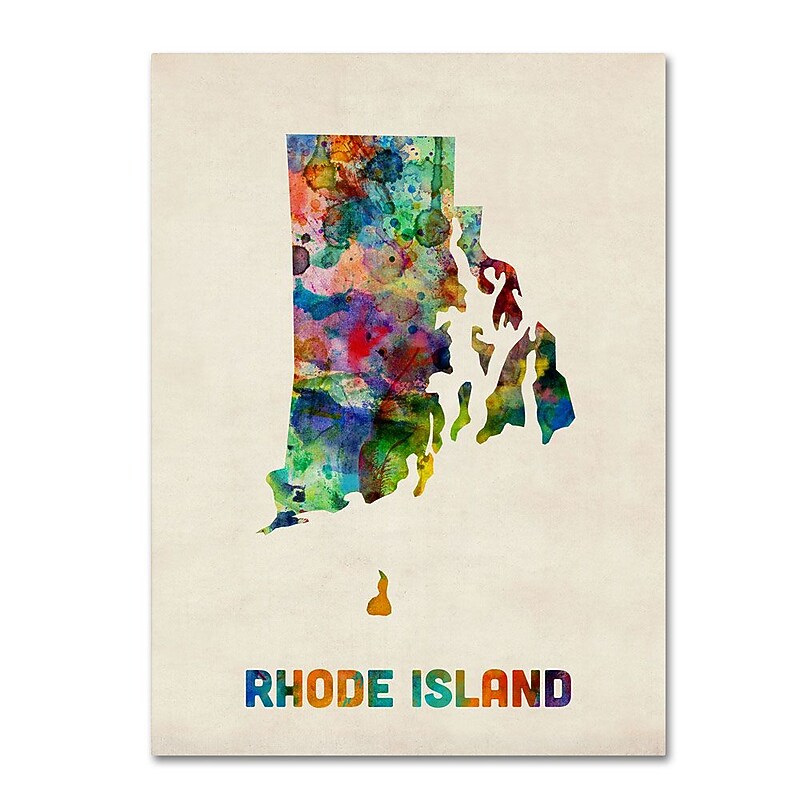 Trademark Fine Art 'Rhode Island Map' 24" x 32" Canvas Art image 1