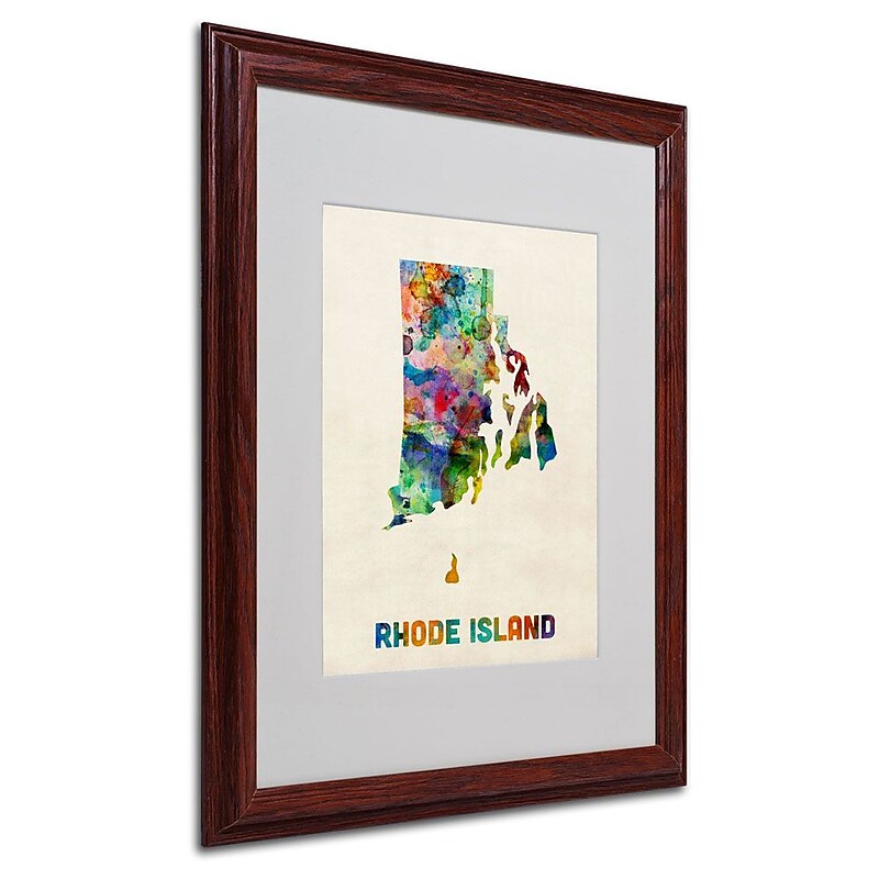 Trademark Fine Art 'Rhode Island Map' 16" x 20" Wood Frame Art image 1
