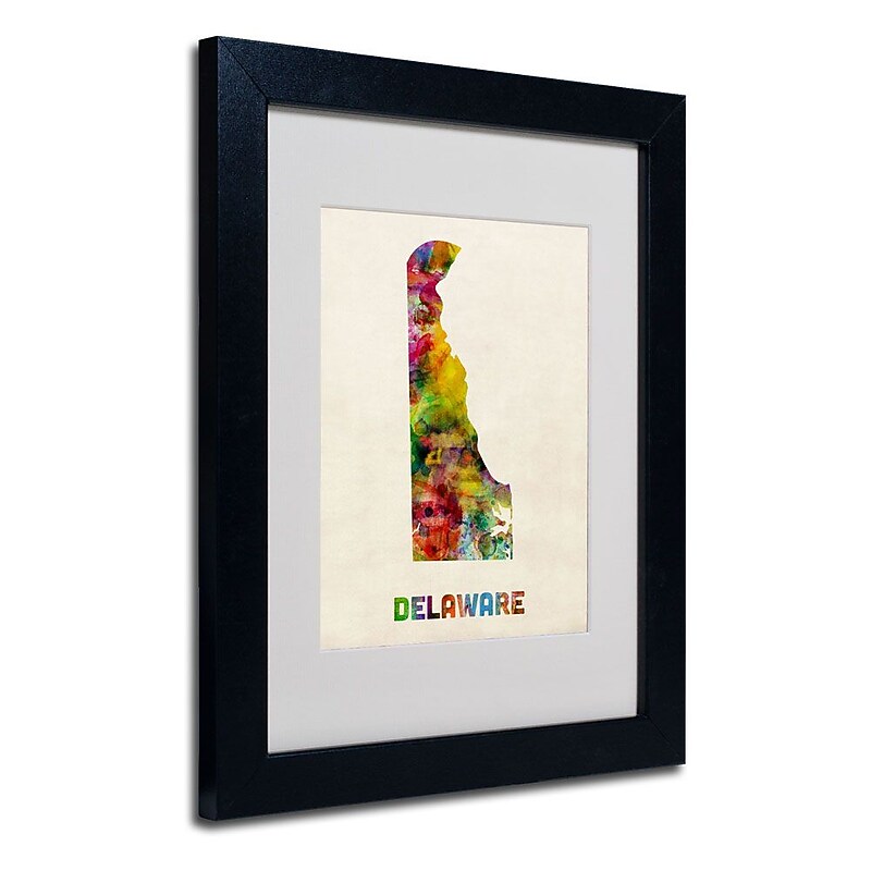Trademark Fine Art 'Delaware Map' 11" x 14" Black Frame Art image 1