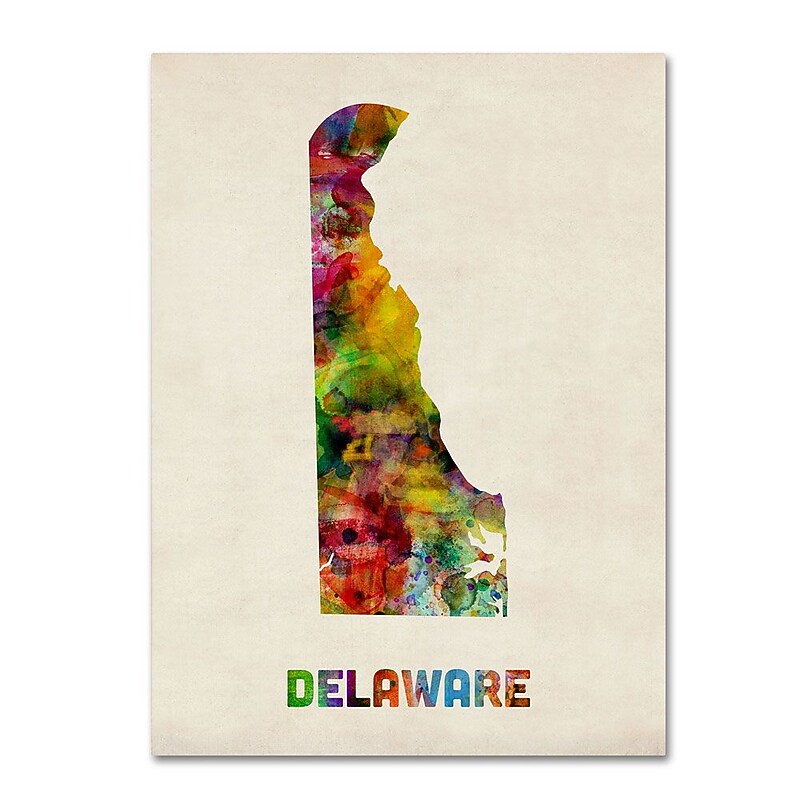 Trademark Fine Art 'Delaware Map' 24" x 32" Canvas Art image 1