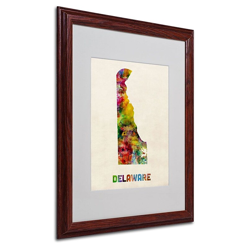 Trademark Fine Art 'Delaware Map' 16" x 20" Wood Frame Art image 1