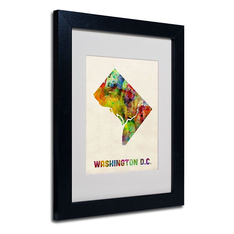 Trademark Fine Art 'Washington D.C. Map' 11" x 14" Black Frame Art image 1