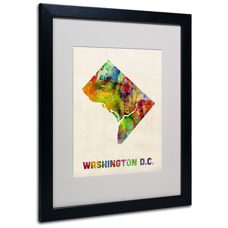 Trademark Fine Art 'Washington D.C. Map' 16" x 20" Black Frame Art image 1