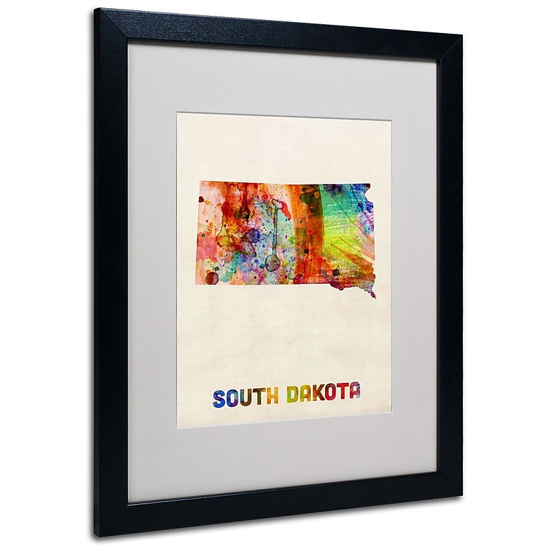Trademark Fine Art 'South Dakota Map' 16" x 20" Black Frame Art image 1