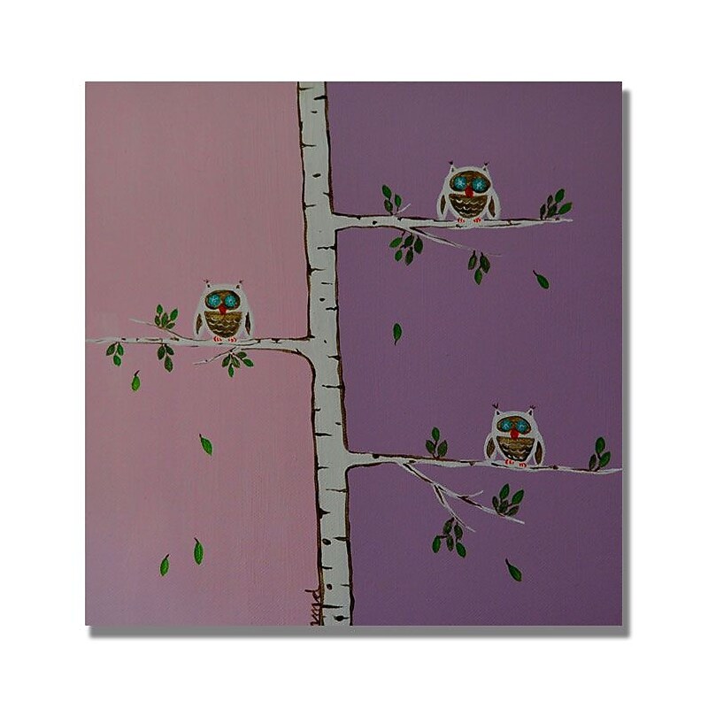 Trademark Fine Art 'Three Owls' 35" x 35" Canvas Art image 1