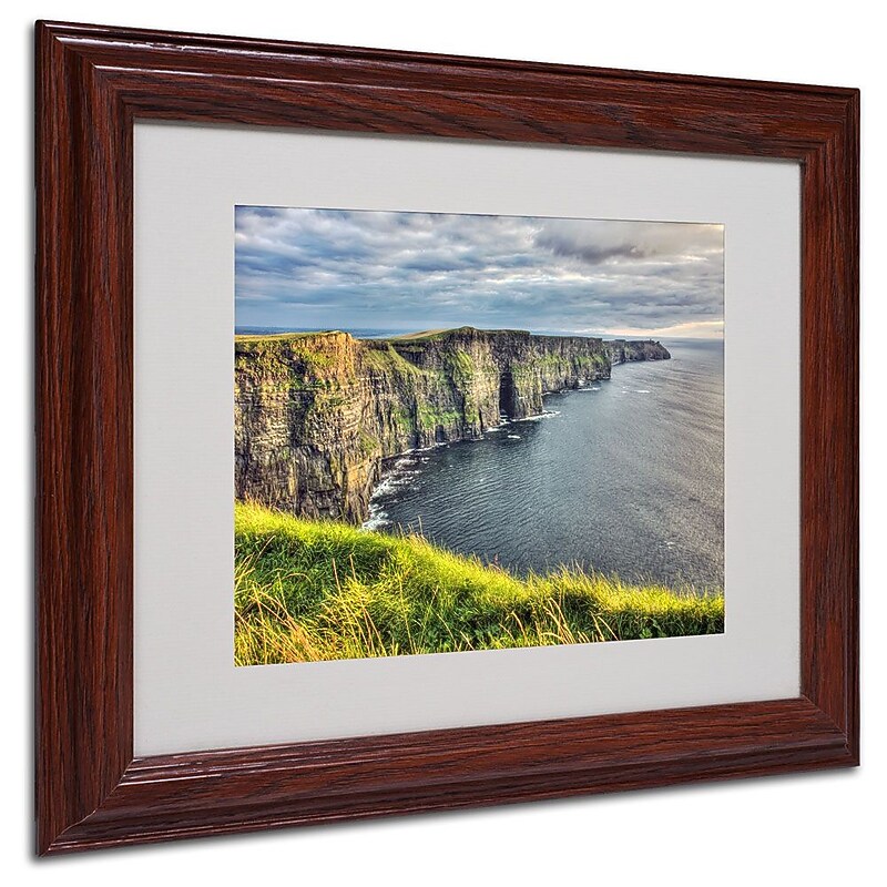 Trademark Fine Art 'Cliffs of Moher Ireland' 11" x 14" Wood Frame Art image 1
