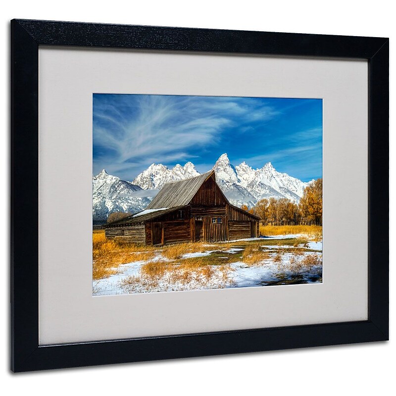 Trademark Fine Art 'Iconic Barn Grand Teton' 16" x 20" Black Frame Art image 1