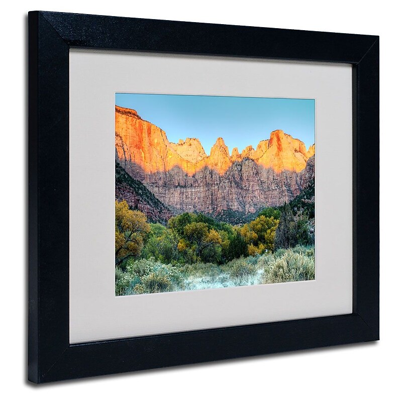 Trademark Fine Art 'Zion Sunrise' 11" x 14" Black Frame Art image 1