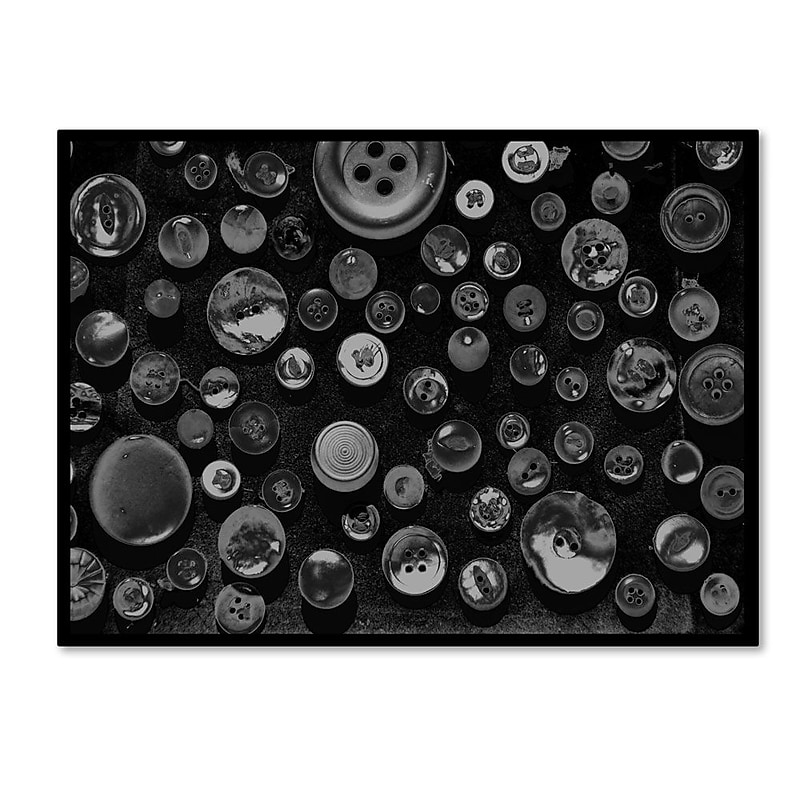 Trademark Fine Art 'Black & White Buttons' 30" x 47" Canvas Art image 1