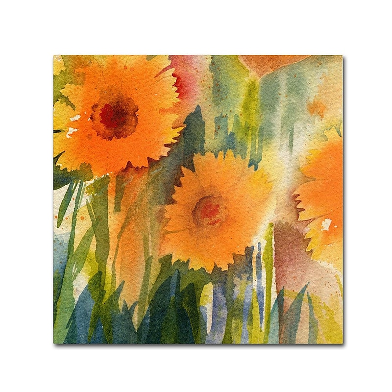Trademark Fine Art 'Orange Wild Flowers' 35" x 35" Canvas Art image 1
