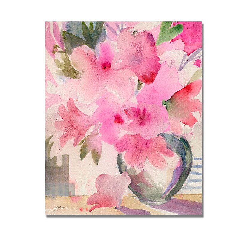 Trademark Fine Art 'Pink Azaleas' 18" x 24" Canvas Art image 1
