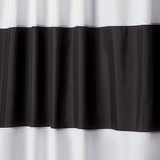 InterDesign® 54" x 78" Zeno Waterproof Polyester Stall Size Shower Curtain, Black/White at Staples