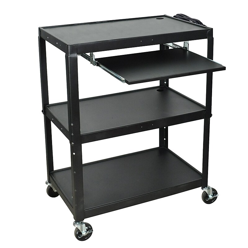 Luxor 3-Shelf Metal Mobile A/V Cart with Lockable Wheels, Black (AVJ42XLKB) image 1
