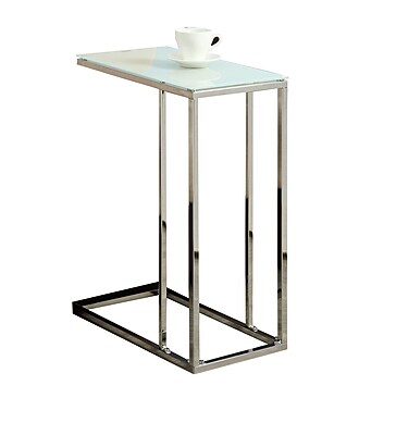 Coaster 900250 Contemporary Snack Table with Glass Top, Silver