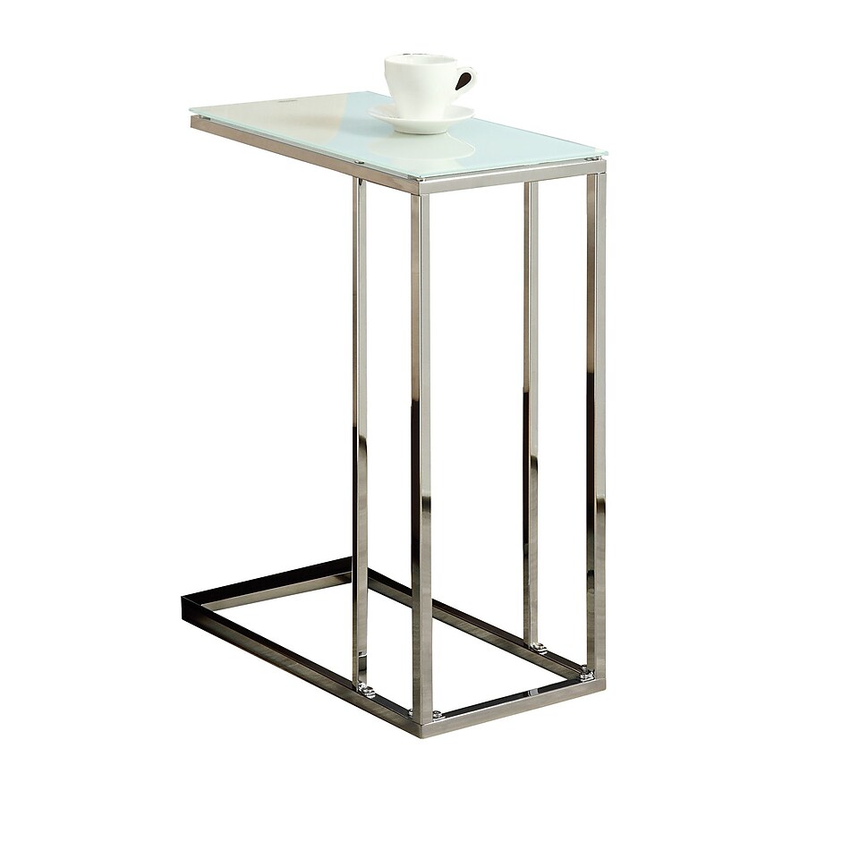 Monarch 24 Tempered Glass/Chrome Metal Accent Table, White