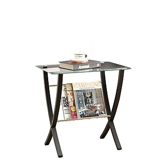 Monarch 24" x 24" x 16" Tempered Glass Magazine Table, Clear