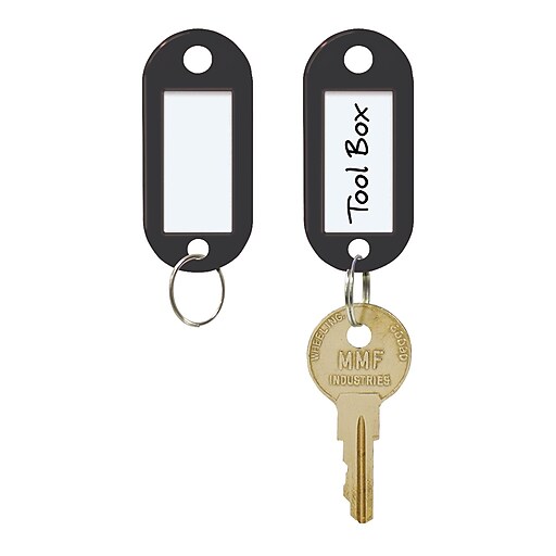 MMF Industries™ STEELMASTER® LabelWindow Key Tags, Black, 2"H x 7/8"W