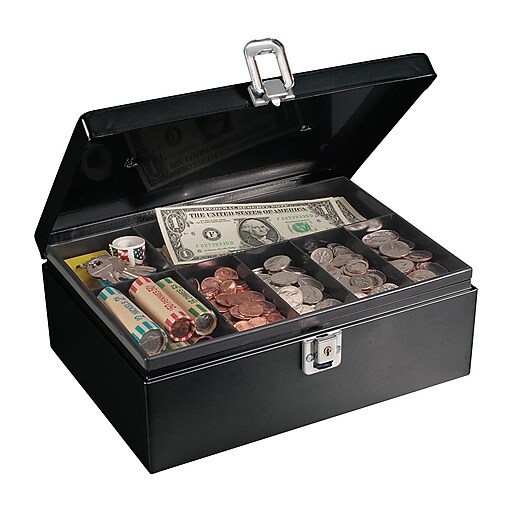 MMF Industries™ STEELMASTER® AntiTheft Cable Cash Box, Black, 4"H x 11