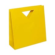 JAM Paper® Heavy Duty Die Cut Glossy Gift Bag with Triangle Handle, Medium, 12 x 12 x 4, Yellow, Sold Individually (892DCYE)