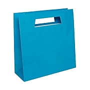 JAM Paper® Heavy Duty Die Cut Gift Bags with Rectangular Handle, Large, 15 x 5 1/2 x 15, Blue, Bulk 100 Bags/Pack (895DCBU100)