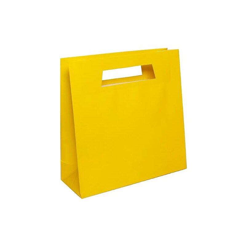 JAM Paper Heavy Duty Die Cut Glossy Gift Bags, 15" x 15" x 5.5", Yellow, 100 Bags/Carton (895DCYE100) image 1