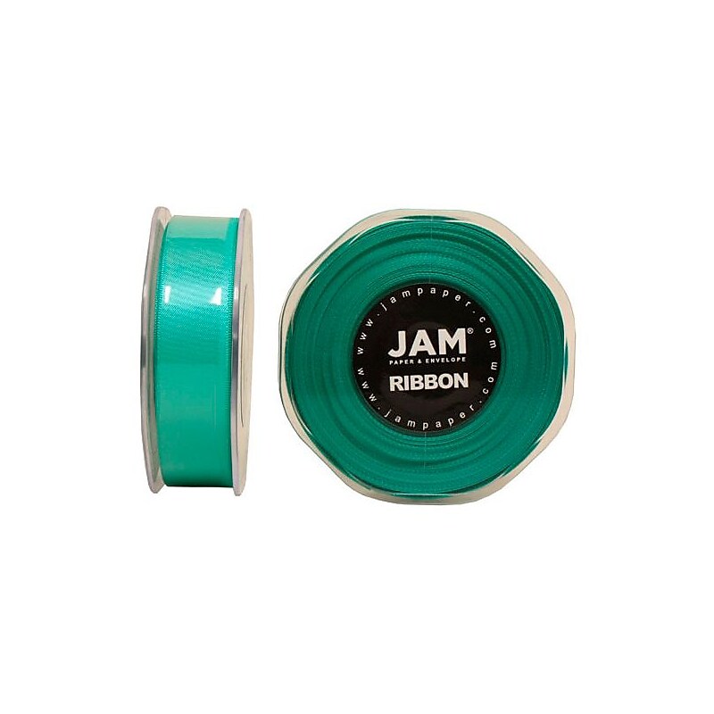 JAM Paper Double Faced Satin Ribbon, Tropical Blue (807SATIBU25) image 1