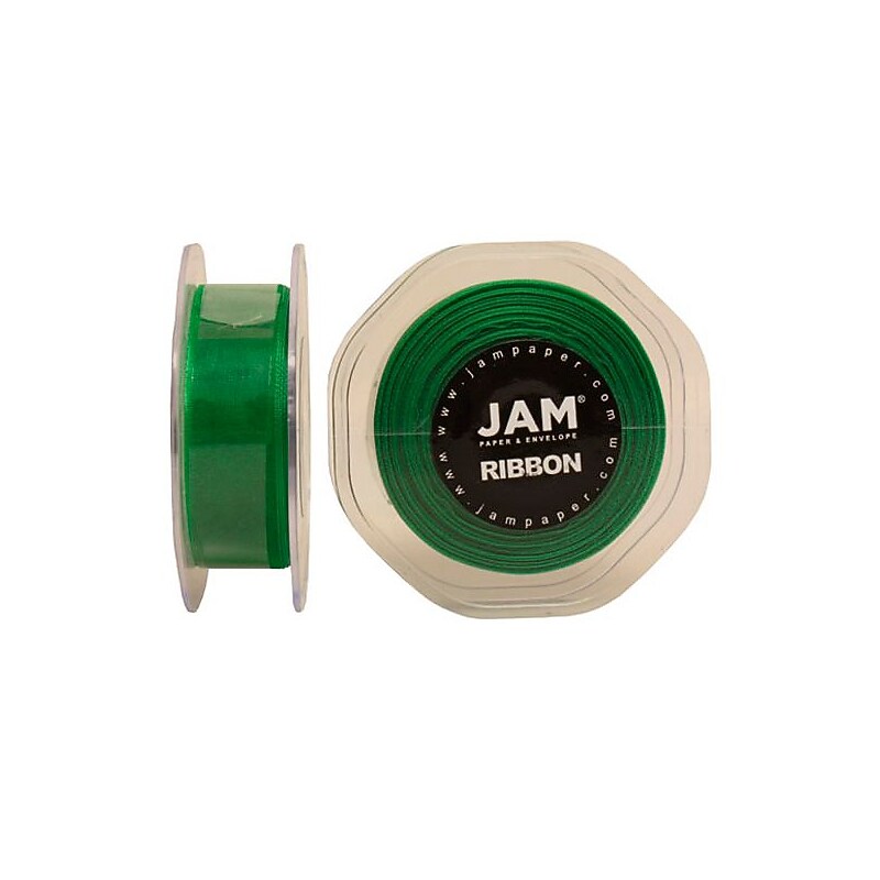 JAM Paper Sheer Organza Ribbon, Emerald Green (807SHEMGR25) image 1