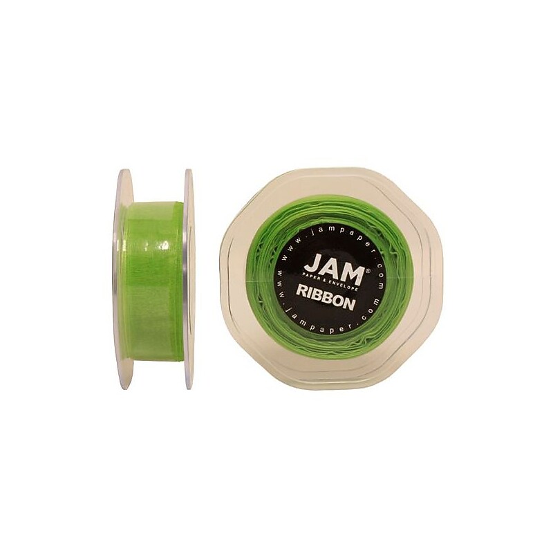 JAM Paper Sheer Organza Ribbon, Apple Green (807SHAPPGR25) image 1