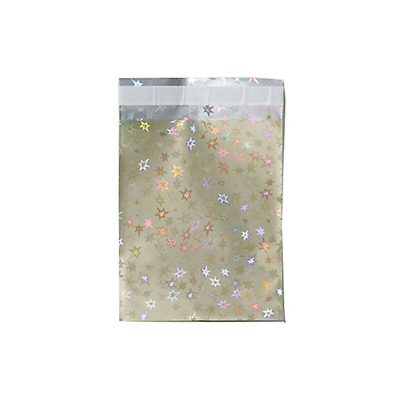JAM Paper 6.25 x 7.875 Open End Foil Envelopes with Self-Adhesive Closure, Gold Stars, 100/Pack (01323274B) image 1