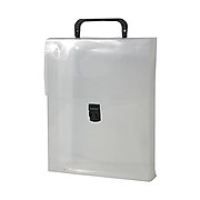 JAM Paper® Plastic Portfolio Vertical Briefcase, 9 1/4 x 12 x 2 1/2, Clear with Black Buckle, Sold Individually (7216 001)