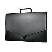JAM Paper® Plastic Portfolio Briefcase with Handles, Small, 10 x 15 x 2, Black, Sold Individually (2015 027)