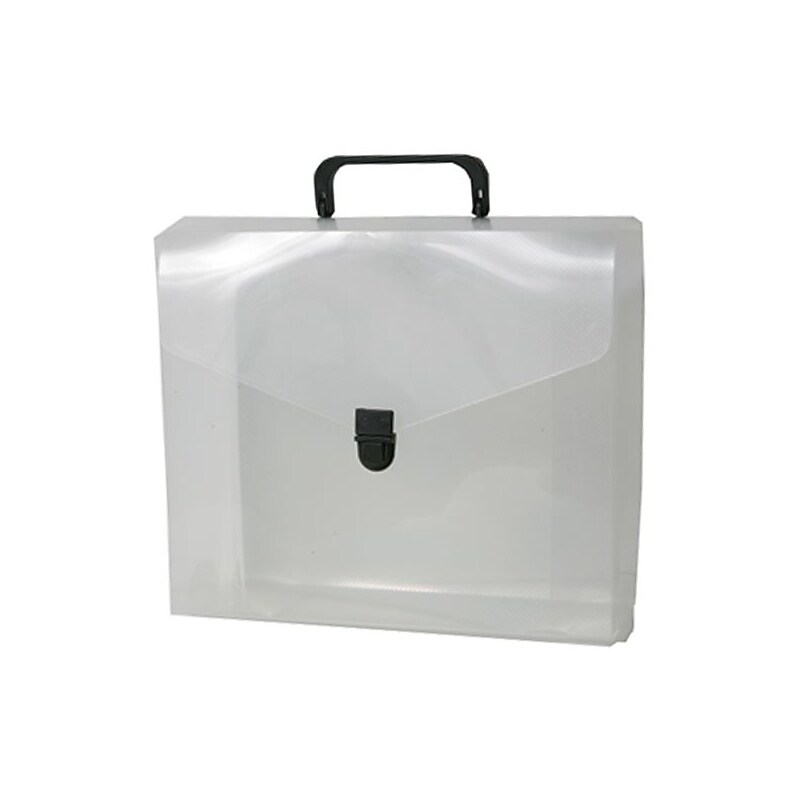 JAM Paper® Plastic Portfolio File Carry Case with Handles, 10 x 12 x 4, Clear with Black Buckle, Sold Individually (7206 001) image 1