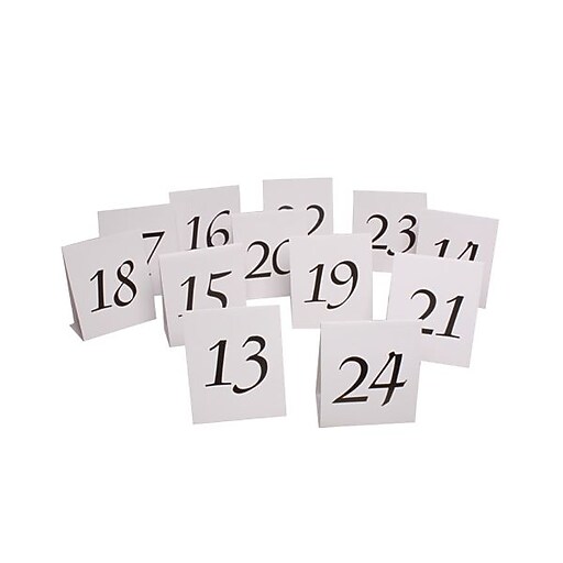 JAM Paper® Table Number Tent Cards, 4 x 5, White and Black Calligraphy
