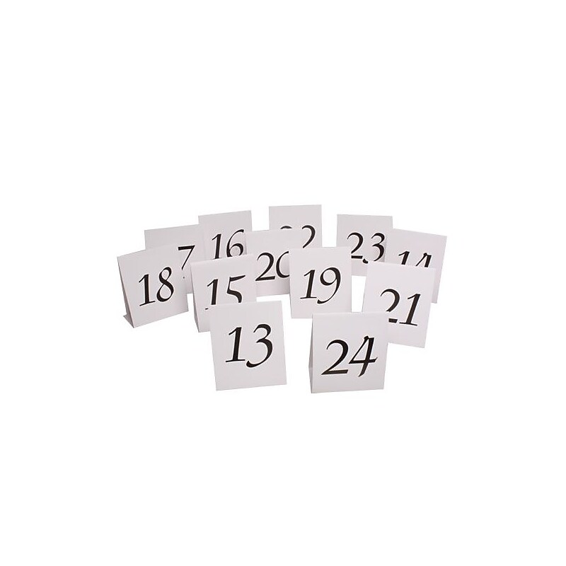 JAM Paper® Table Number Tent Cards, 4 x 5, White and Black Calligraphy Font, Numbers 13 through 24 (2226016897) image 1