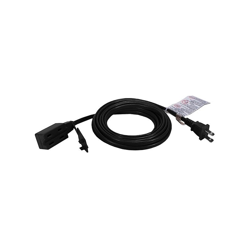 QVS 15' Extension Cord, 3-Outlet, Black (PC2PX-15) image 1