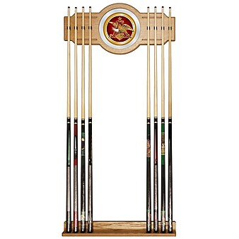 Trademark Global® Wood and Glass Billiard Cue Rack With Mirror, Anheuser Busch A & Eagle