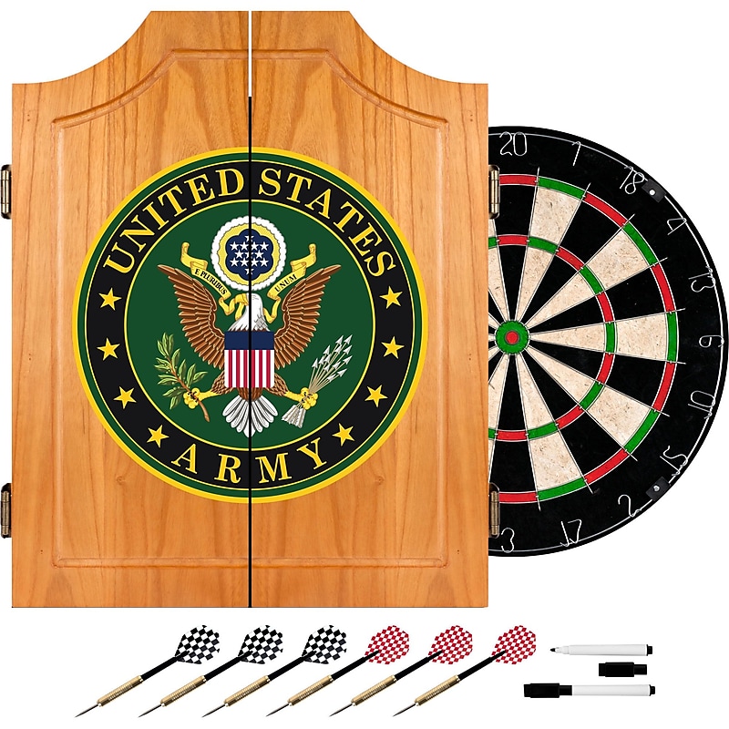 Trademark Global® Solid Pine Dart Cabinet Set, U.S. Army Symbol image 1