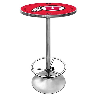 Trademark Global NCAA 28 Solid Wood\/Chrome Pub Table, Red, University of Utah