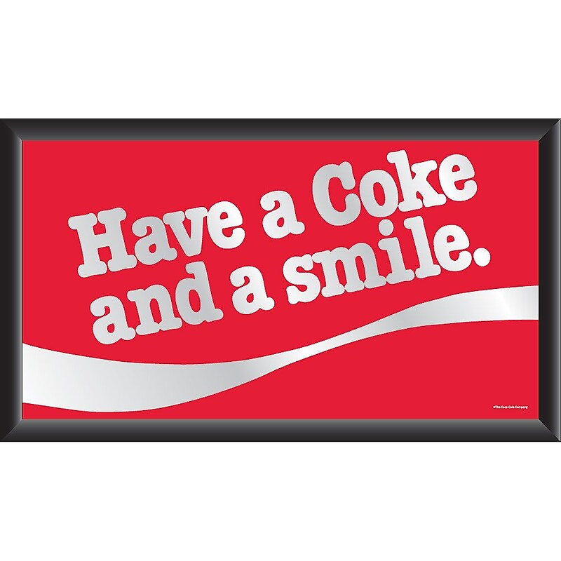 Trademark Global® 15" x 26" Coca-Cola Vintage Wood Framed Mirror, Have a Coke and a Smile image 1