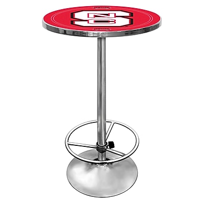 Trademark Global NCAA 28 Solid Wood\/Chrome Pub Table, Red, North Carolina State