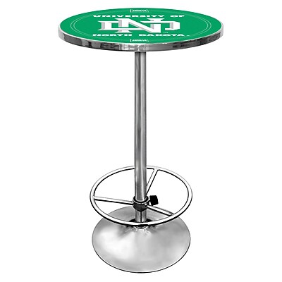Trademark Global NCAA 28 Solid Wood\/Chrome Pub Table, Green, University of North Dakota