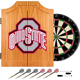 Trademark Global® Solid Pine Dart Cabinet Set, NCAA Ohio State University