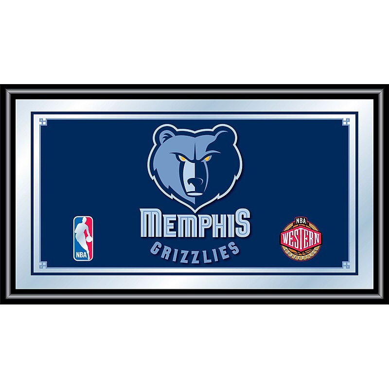 Trademark Global® 15" x 27" Black Wood Framed Mirror, Memphis Grizzlies NBA image 1
