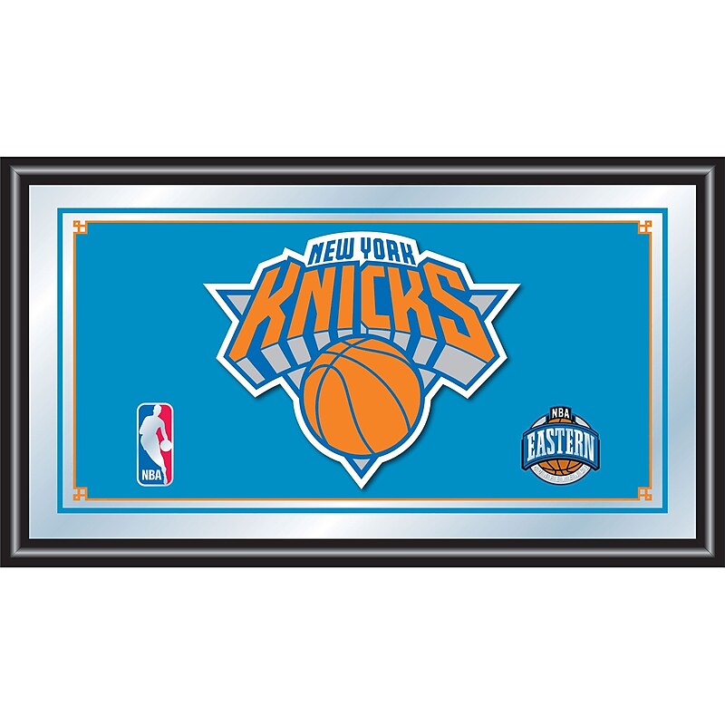Trademark Global® 15" x 27" Black Wood Framed Mirror, New York Knicks NBA image 1