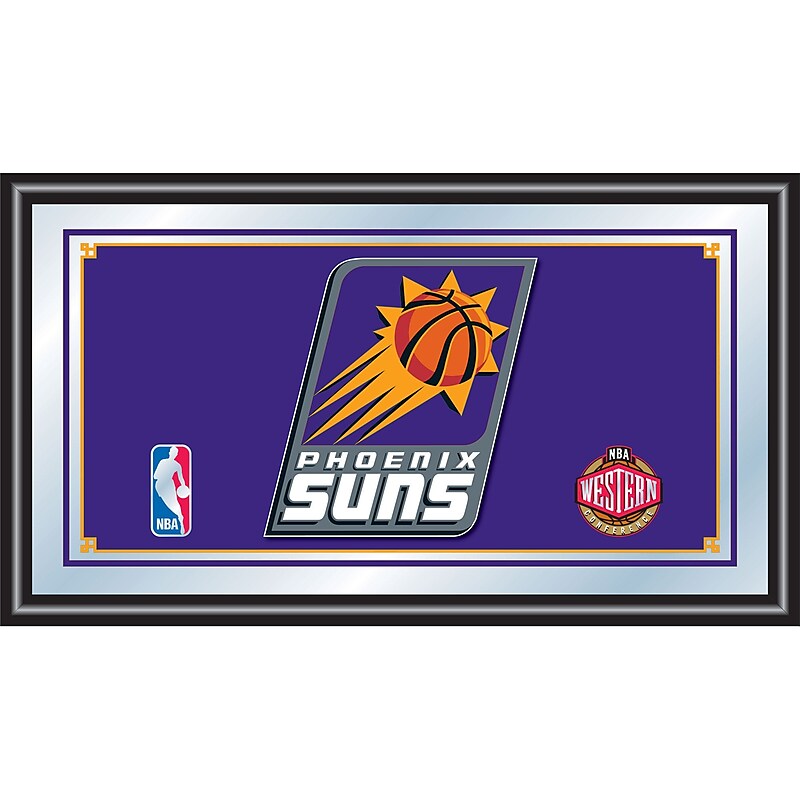 Trademark Global® 15" x 27" Black Wood Framed Mirror, Phoenix Suns NBA image 1