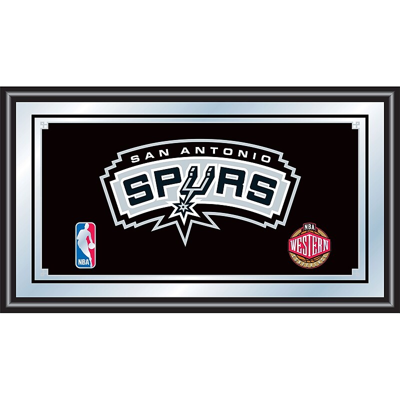 Trademark Global® 15" x 27" Black Wood Framed Mirror, San Antonio Spurs NBA image 1