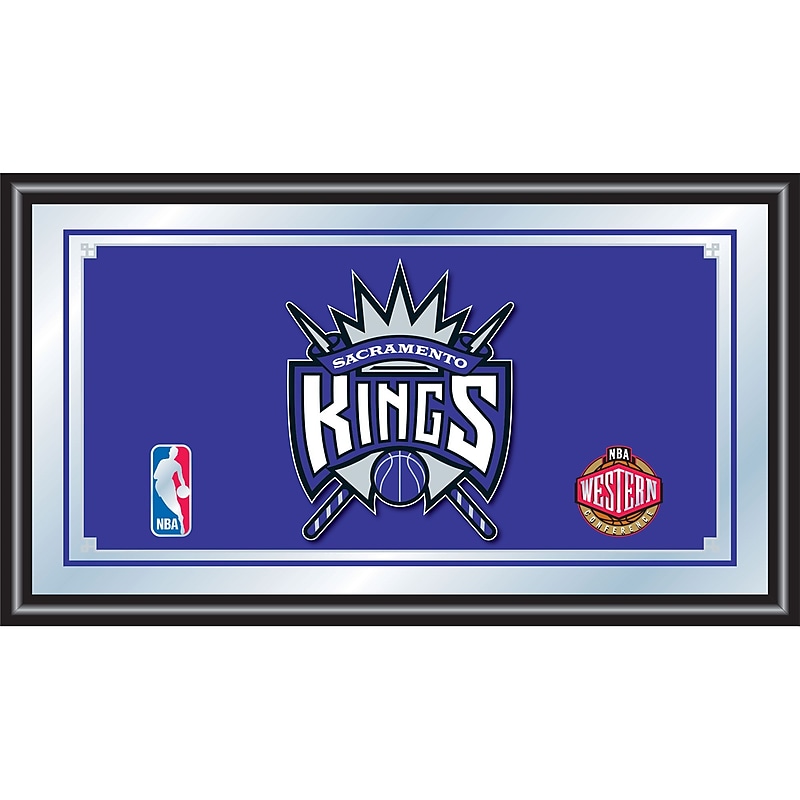 Trademark Global® 15" x 27" Black Wood Framed Mirror, Sacramento Kings NBA image 1