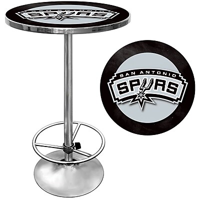 Trademark Global 27.37 Solid Wood\/Chrome Pub Table, Black, San Antonio Spurs NBA