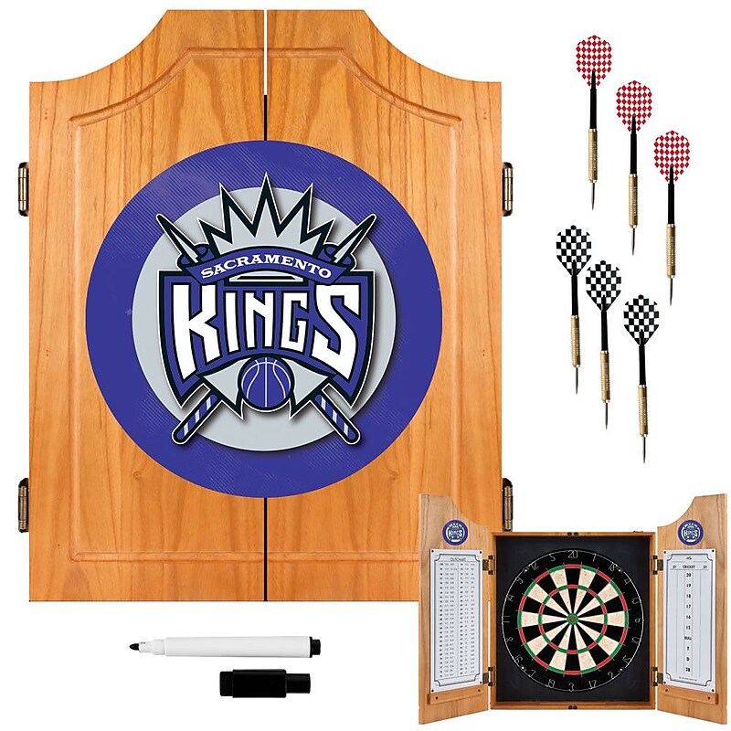 Trademark Global® Solid Pine Dart Cabinet Set, Sacramento Kings NBA image 1